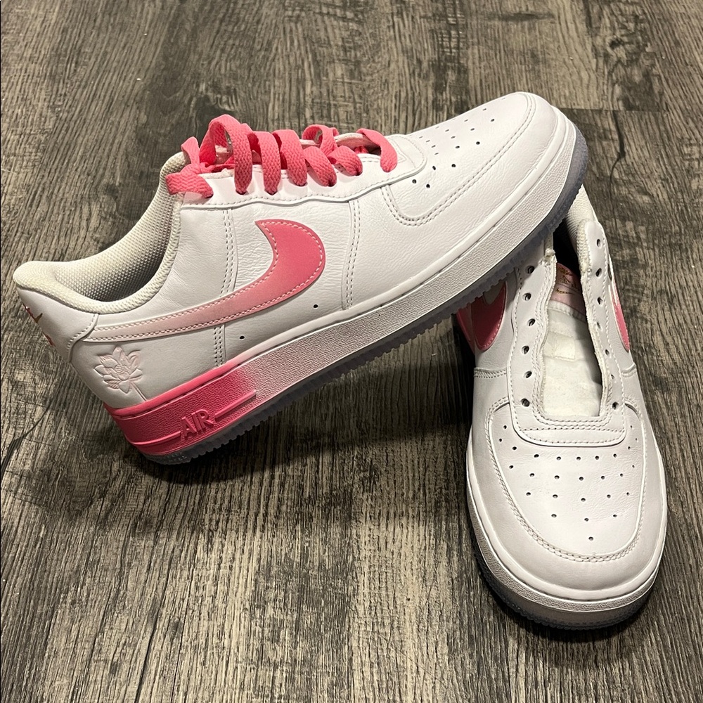 Nike White and Pink Air Force